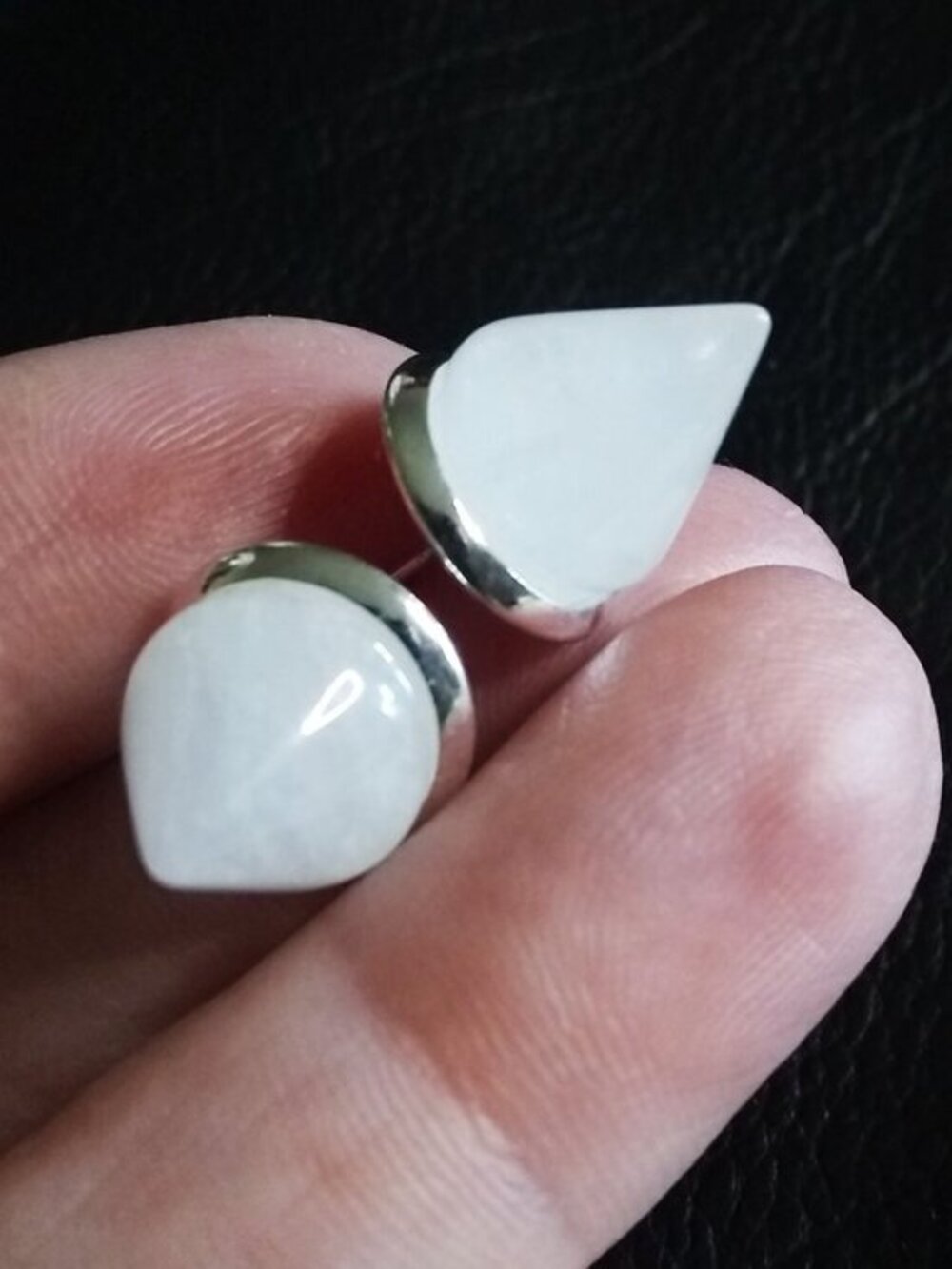 Handmade: White Quartz Cone Studs Post Earrings ~ Clarity Focus Meditation